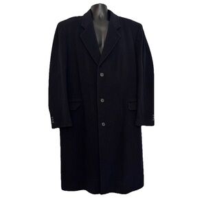 Made in Bulgaria Overcoat Men's Navy Blue Dress Coat Heavy Wool Cashmere 44L
